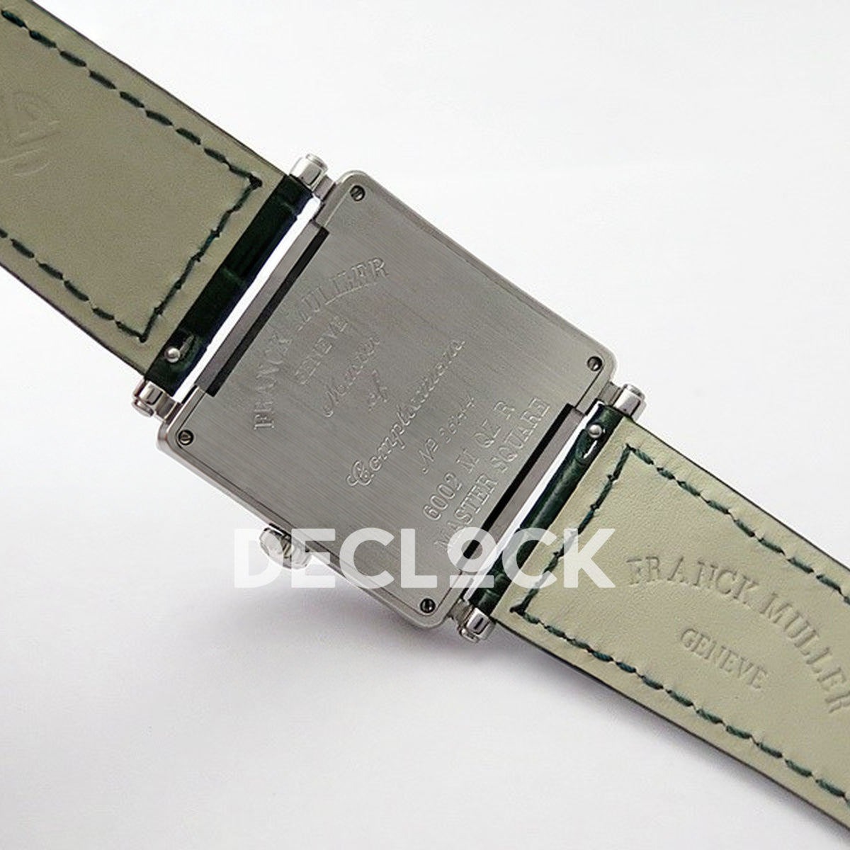 Franck Muller Master Square White Roman Dial Green Leather - Case back and strap
