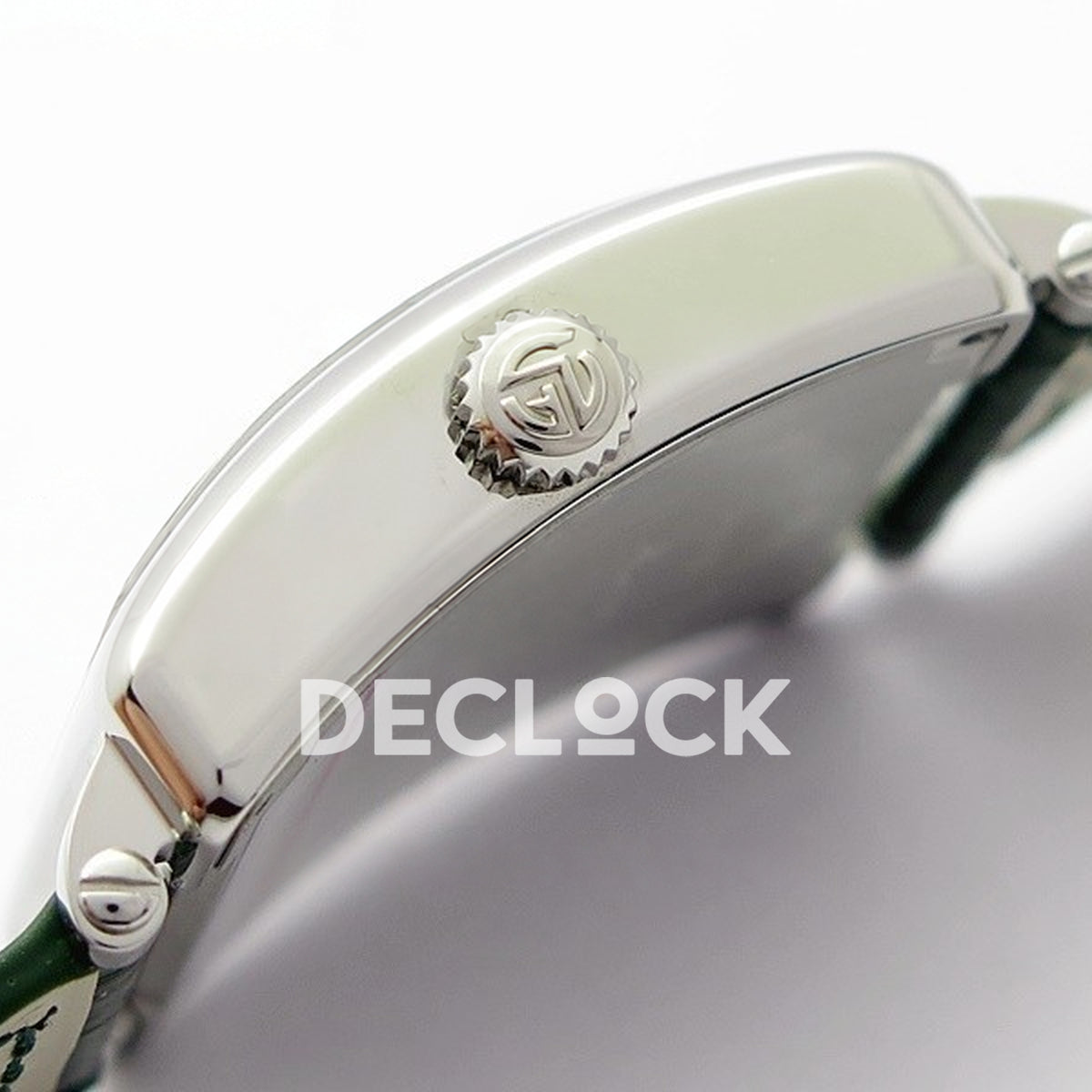 Franck Muller Master Square White Roman Dial Green Leather - Crown side profile