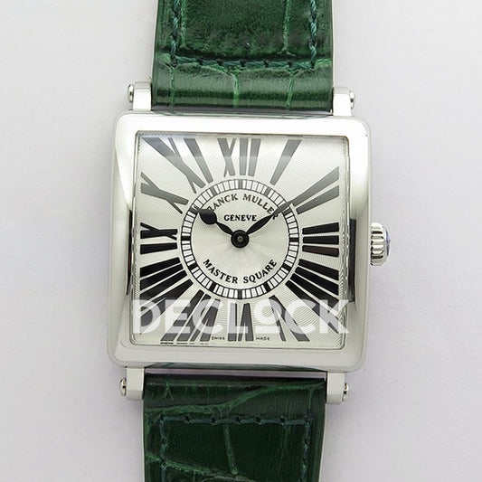 Franck Muller Master Square White Roman Dial Green Leather - Front view