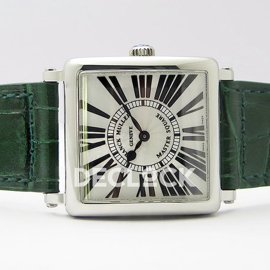 Franck Muller Master Square White Roman Dial Green Leather - Horizontal front view