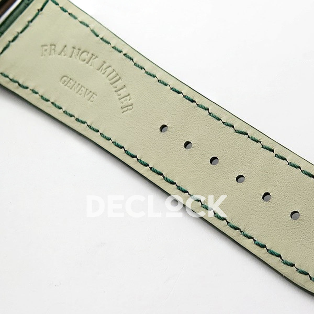 Franck Muller Master Square White Roman Dial Green Leather - Leather strap reverse