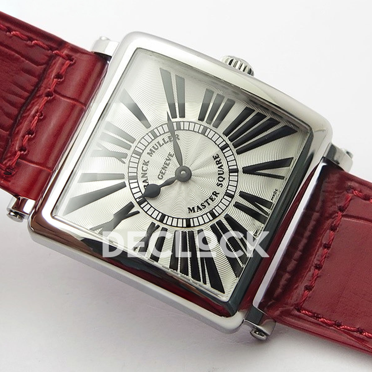 Franck Muller Master Square White Roman Dial Red Leather - Angled front view