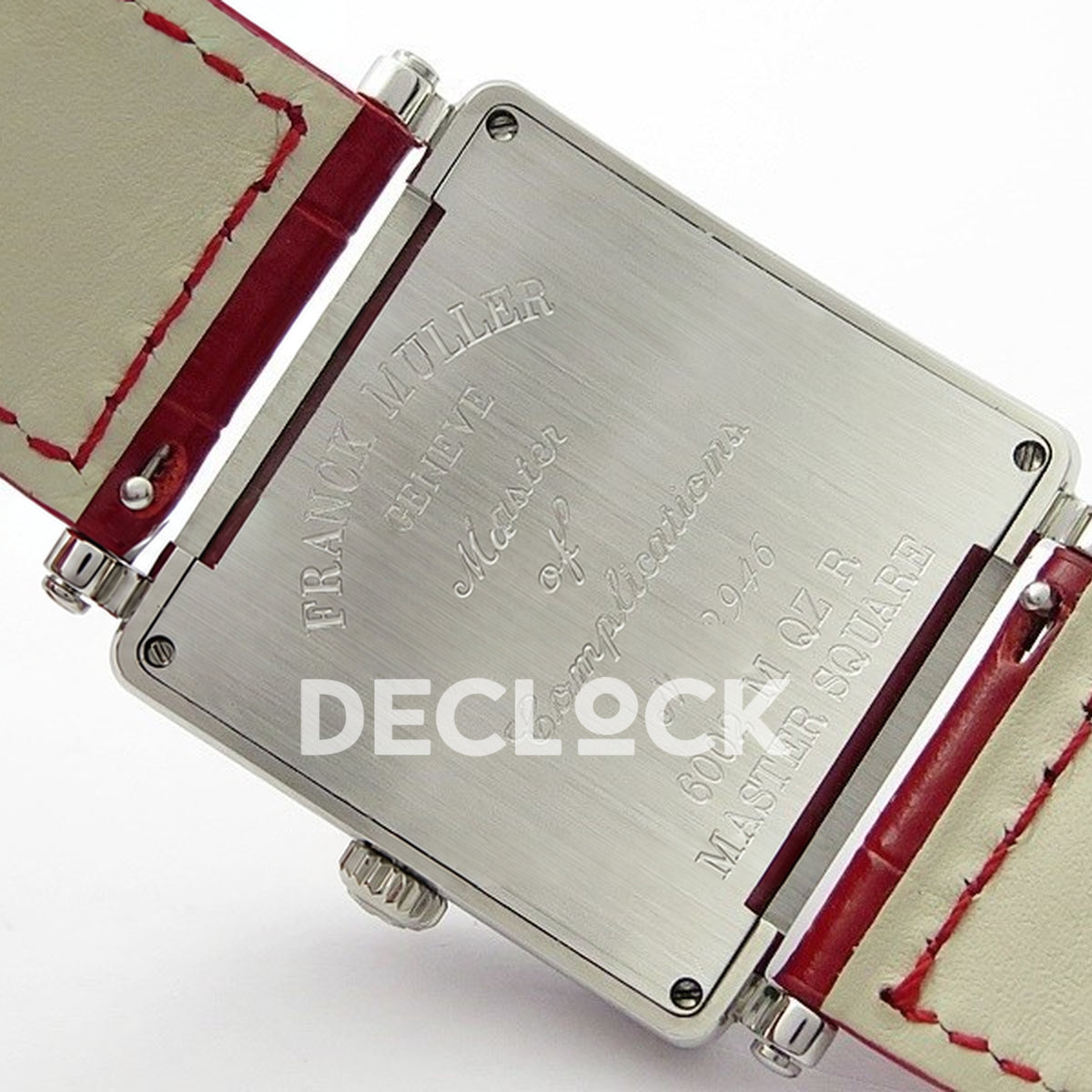 Franck Muller Master Square White Roman Dial Red Leather - Case back engraving