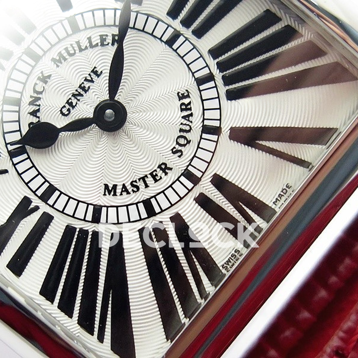Franck Muller Master Square White Roman Dial Red Leather - Hands and dial detail