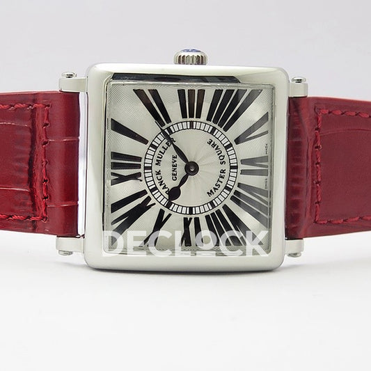 Franck Muller Master Square White Roman Dial Red Leather - Horizontal front view