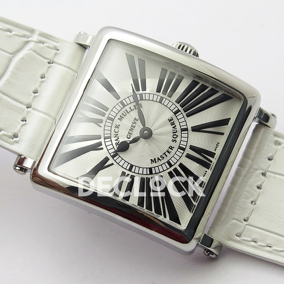 Franck Muller Master Square White Roman Dial White Leather - Angled front view