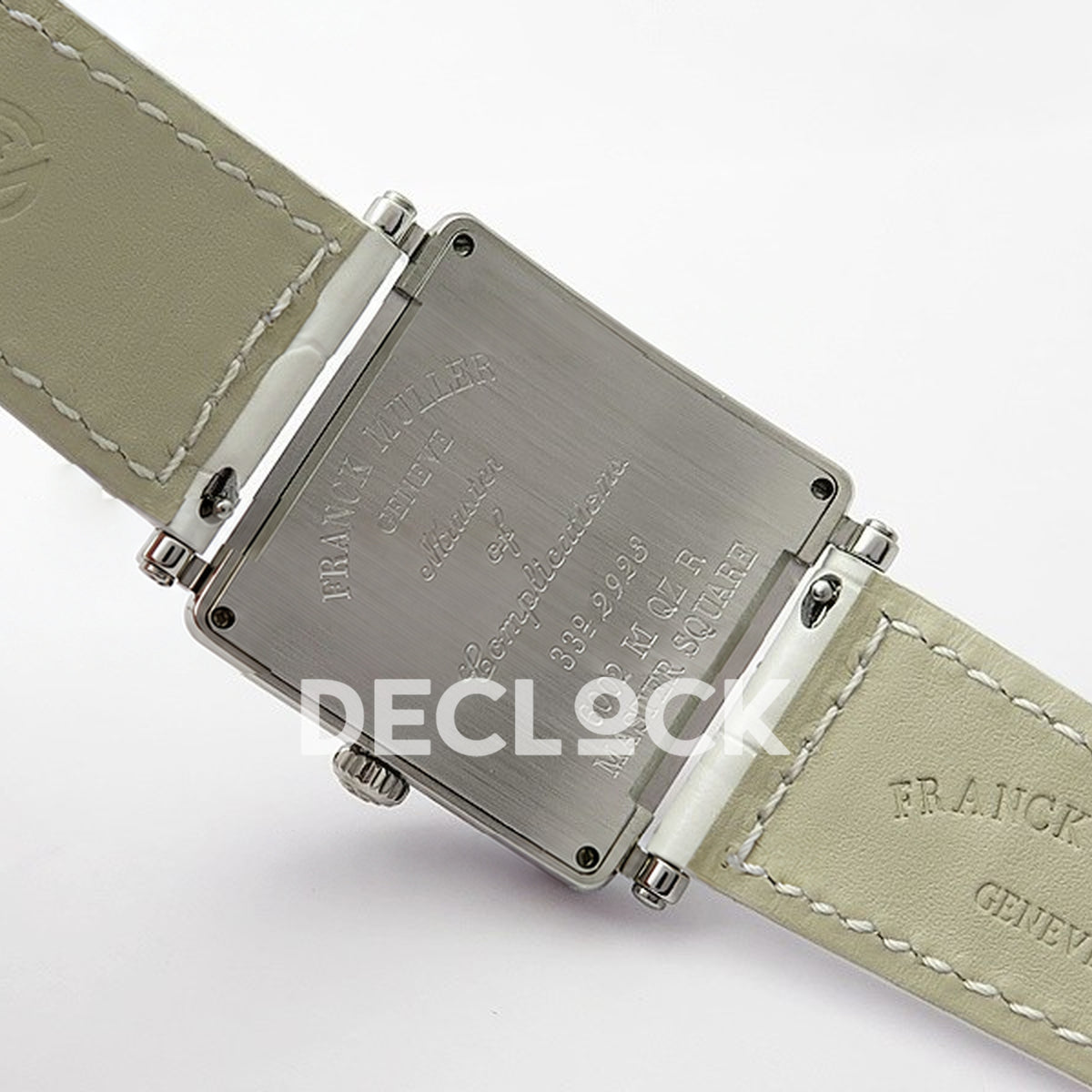 Franck Muller Master Square White Roman Dial White Leather - Case back and strap
