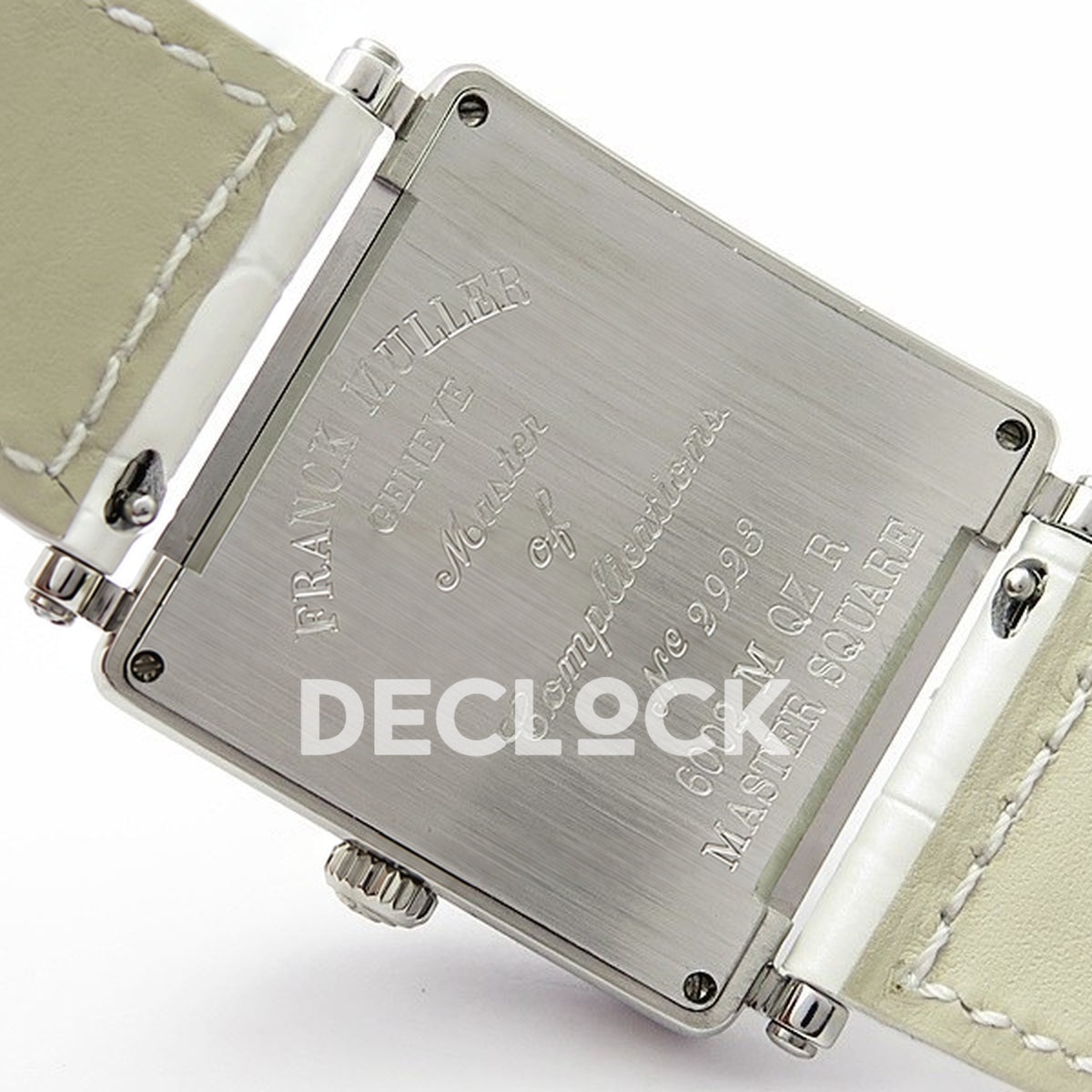 Franck Muller Master Square White Roman Dial White Leather - Case back engraving