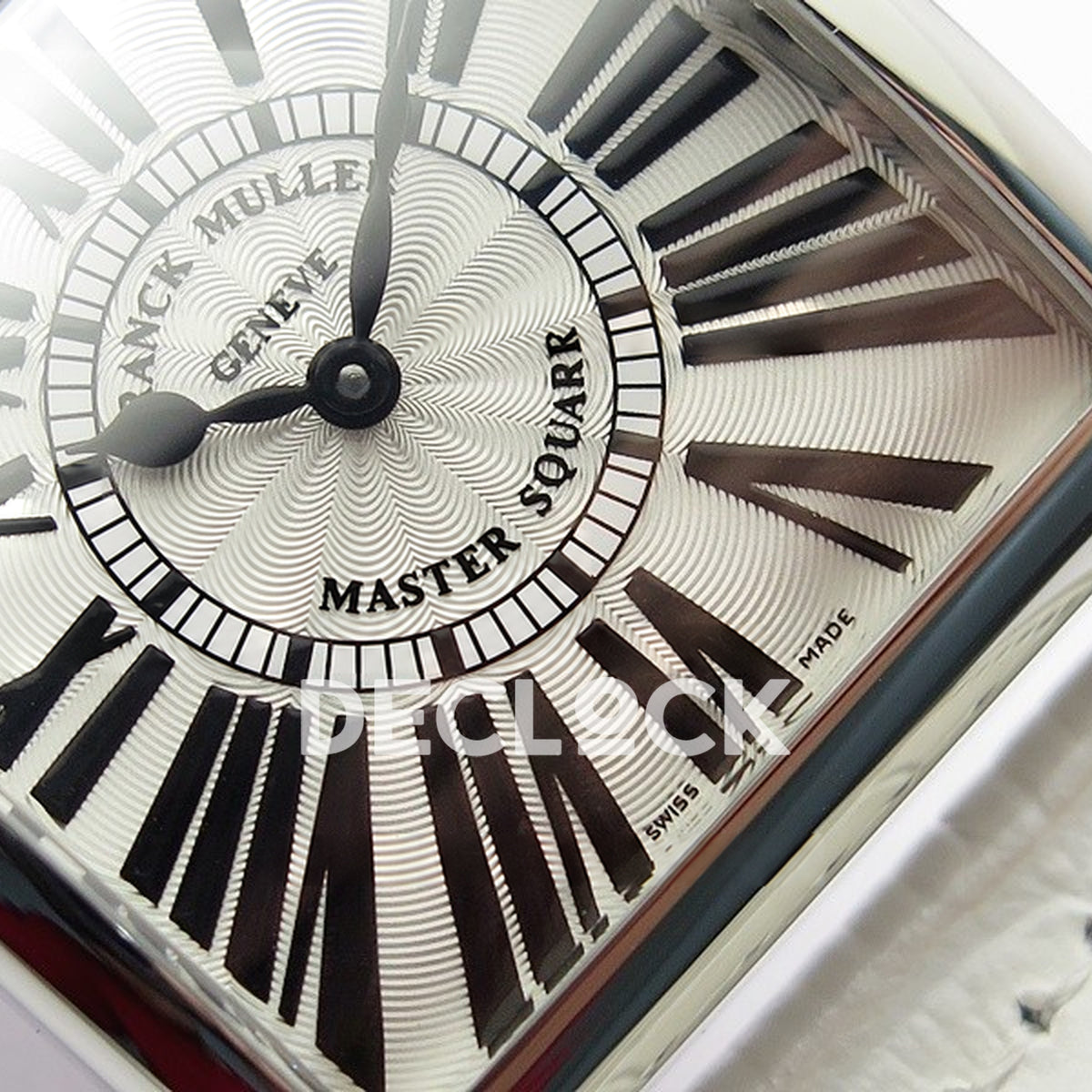 Franck Muller Master Square White Roman Dial White Leather - Hands and dial detail