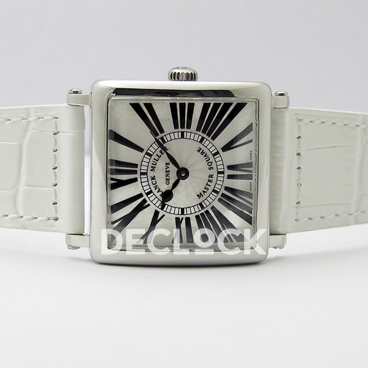 Franck Muller Master Square White Roman Dial White Leather - Horizontal front view
