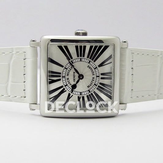 Franck Muller Master Square White Roman Dial White Leather - Horizontal front view