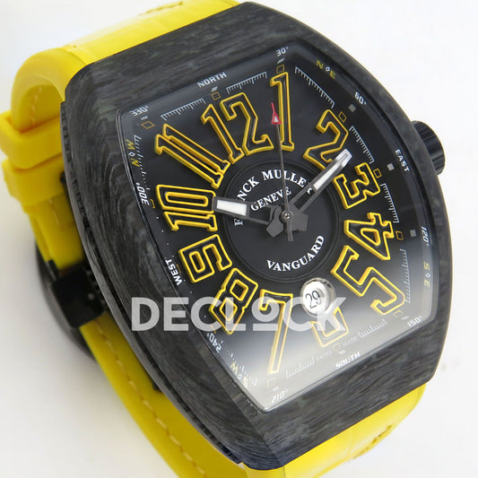 Franck Muller Vanguard Carbon Look Black Yellow ABF A2824 replica - dial angle left
