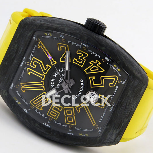 Franck Muller Vanguard Carbon Look Black Yellow ABF A2824 replica - dial angle right