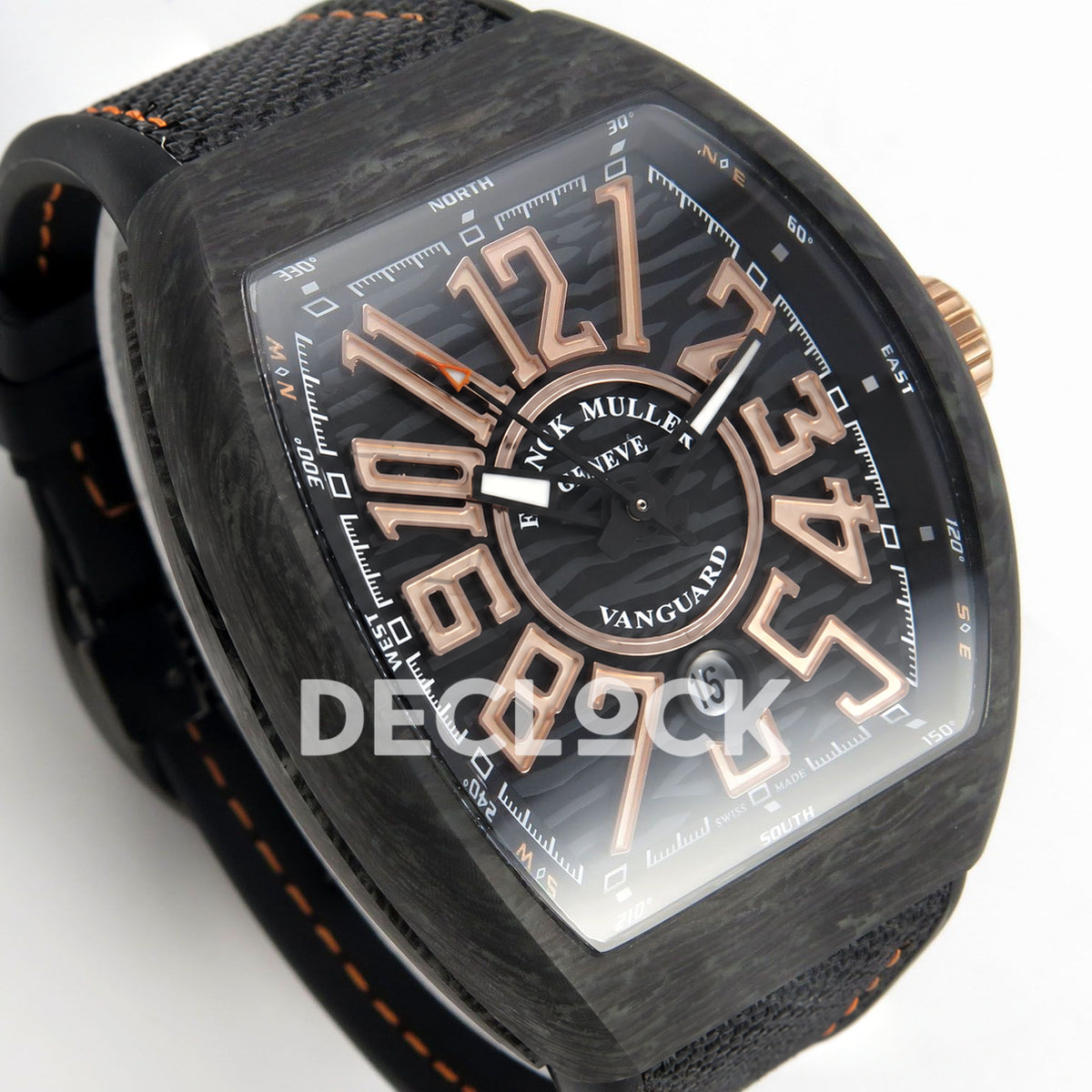 Franck Muller Vanguard Carbon Rose Gold Markers ABF replica - dial angle left