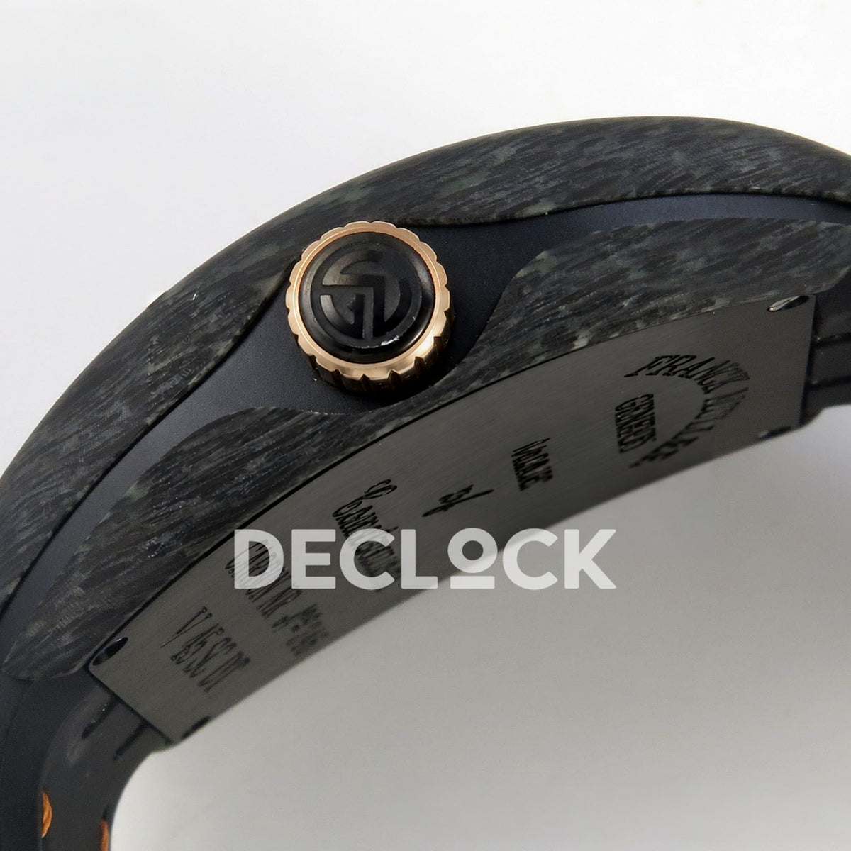 Franck Muller Vanguard Carbon Rose Gold Markers ABF replica - crown side