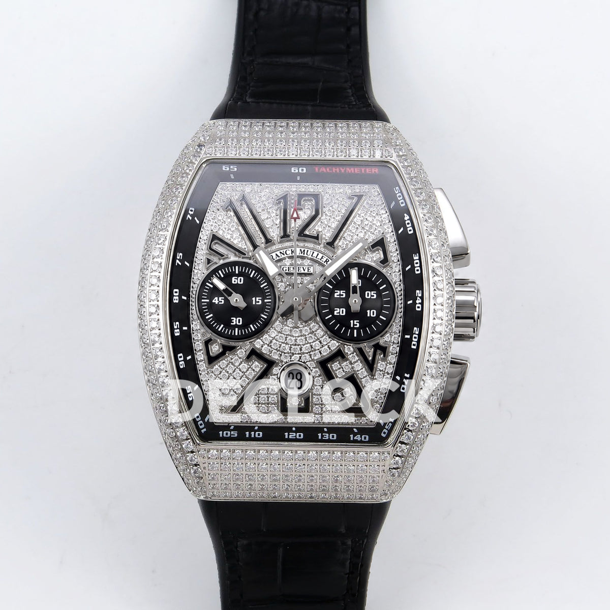 Franck Muller Vanguard Chrono Steel Pave Black Subdials ABF A7750 replica - front