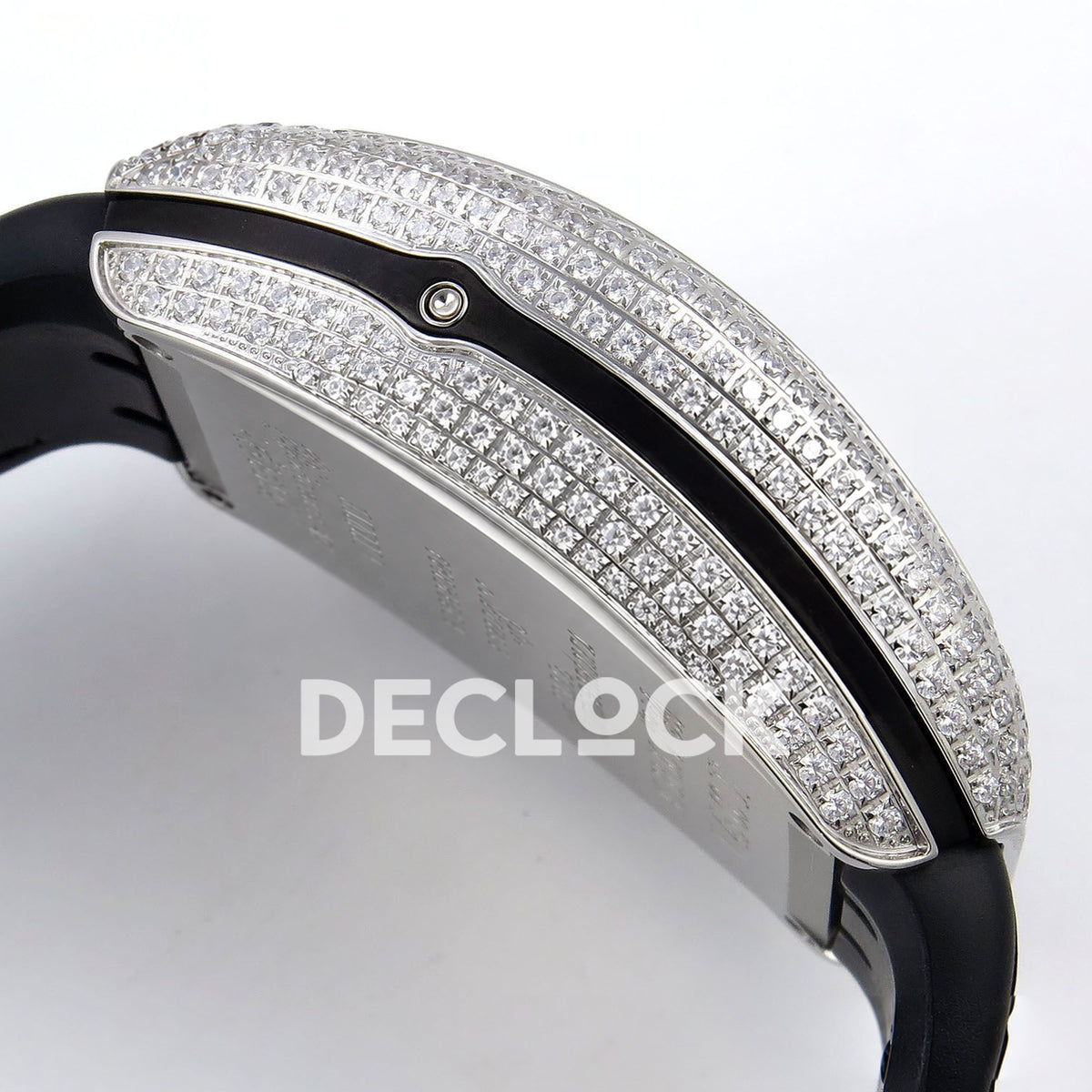 Franck Muller Vanguard Chrono Steel Pave Black Subdials ABF A7750 replica - case side