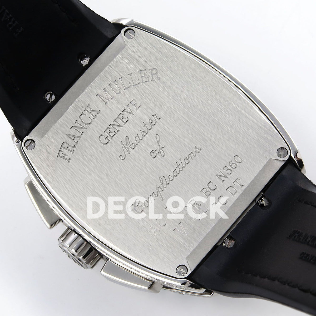 Franck Muller Vanguard Chrono Steel Pave Black Subdials ABF A7750 replica - caseback angle
