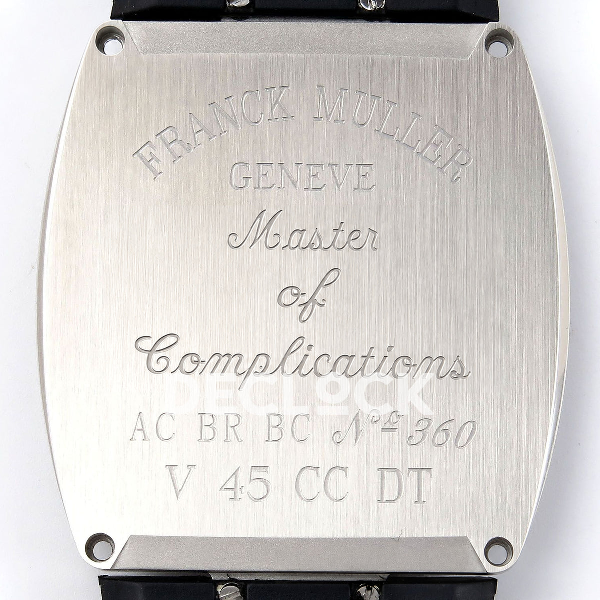 Franck Muller Vanguard Chrono Steel Pave Black Subdials ABF A7750 replica - engraved caseback