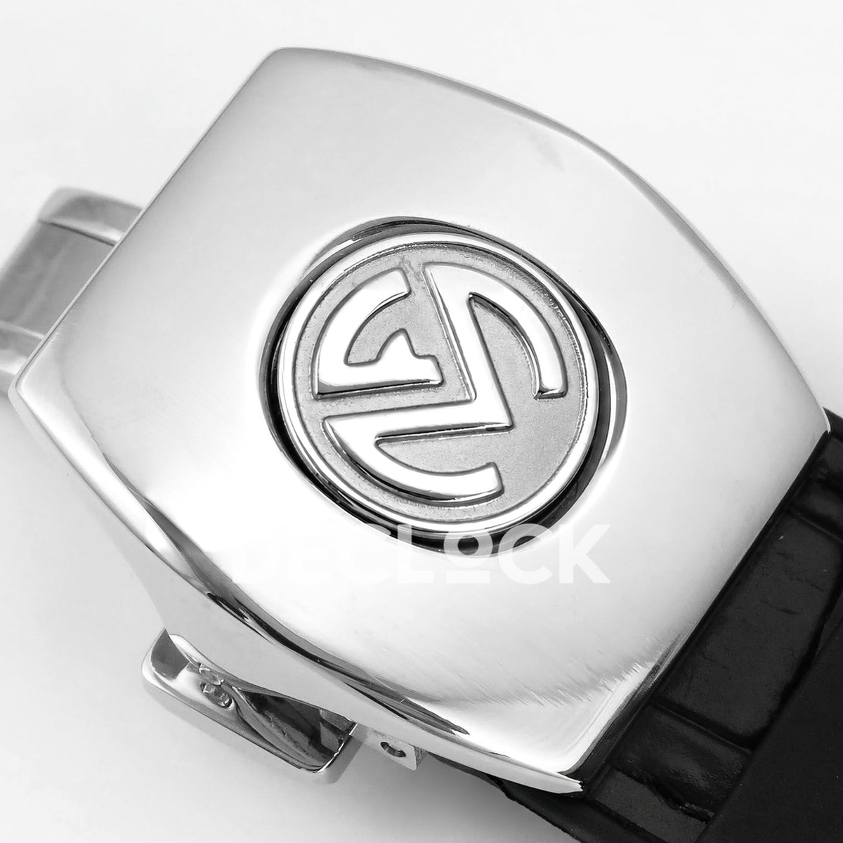 Franck Muller Vanguard Chrono Steel Pave Black Subdials ABF A7750 replica - clasp logo