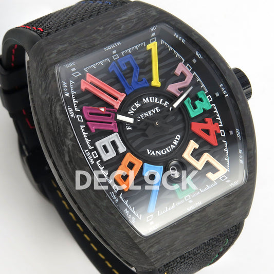 Franck Muller Vanguard Color Dreams Carbon Multicolour Stitch ABF A2824 replica - dial angle left