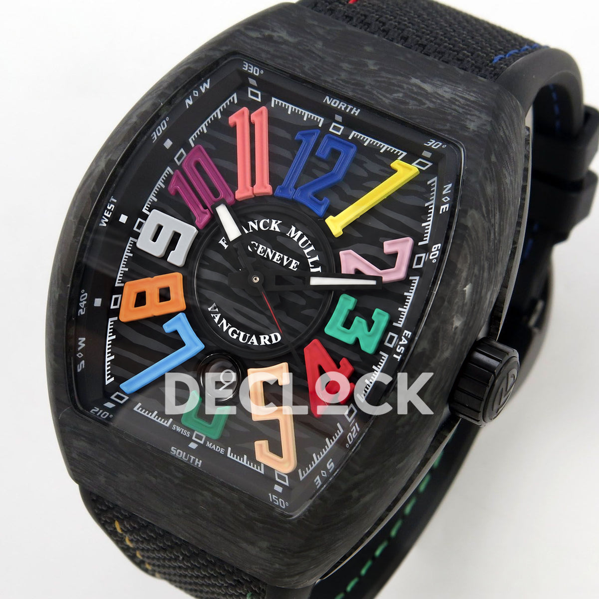 Franck Muller Vanguard Color Dreams Carbon Multicolour Stitch ABF A2824 replica - three quarter