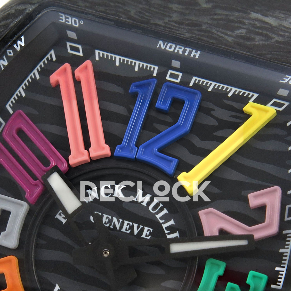 Franck Muller Vanguard Color Dreams Carbon Multicolour Stitch ABF A2824 replica - upper dial closeup