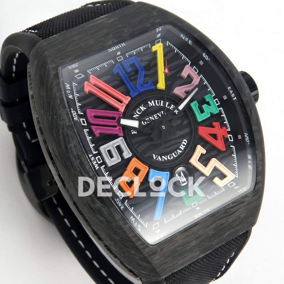 Franck Muller Vanguard Color Dreams Carbon White Stitch ABF A2824 replica - dial angle left