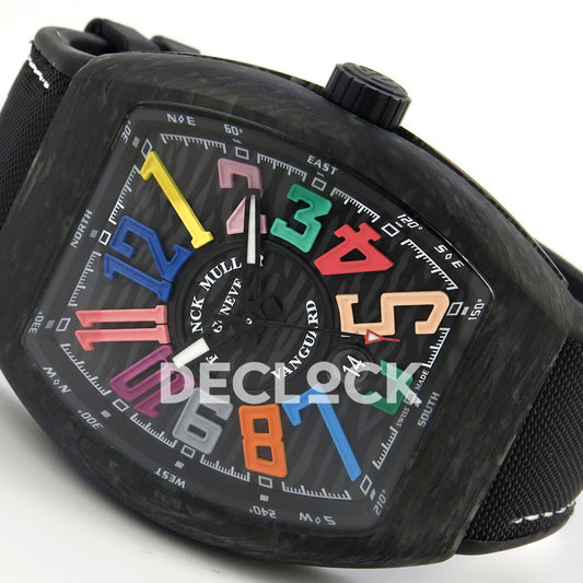 Franck Muller Vanguard Color Dreams Carbon White Stitch ABF A2824 replica - dial angle right