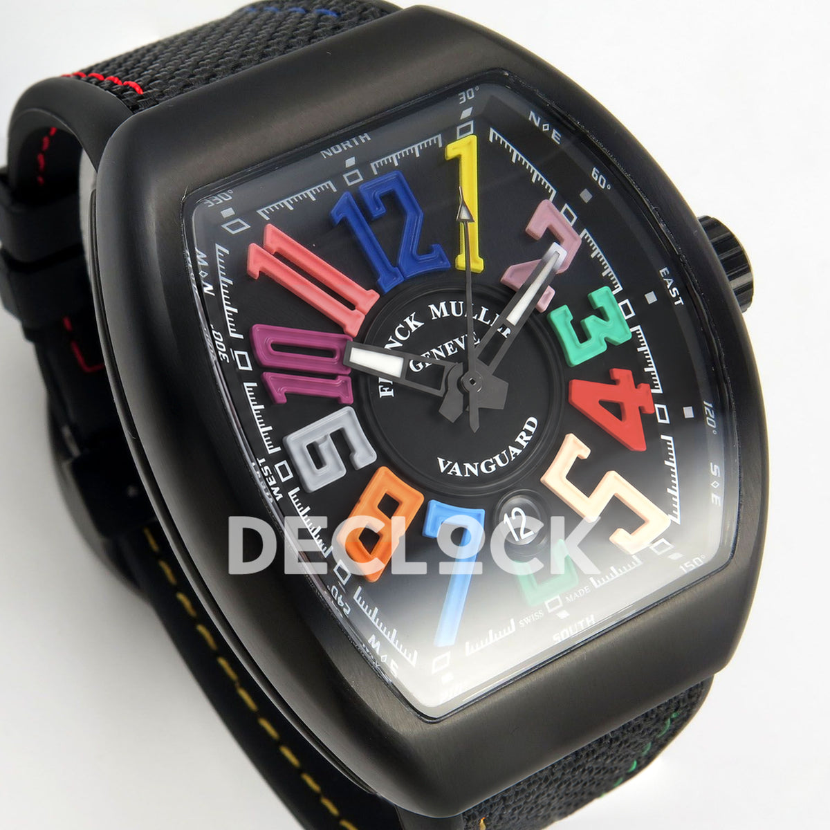 Franck Muller Vanguard Color Dreams DLC Black Nylon ABF A2824 replica - dial angle left