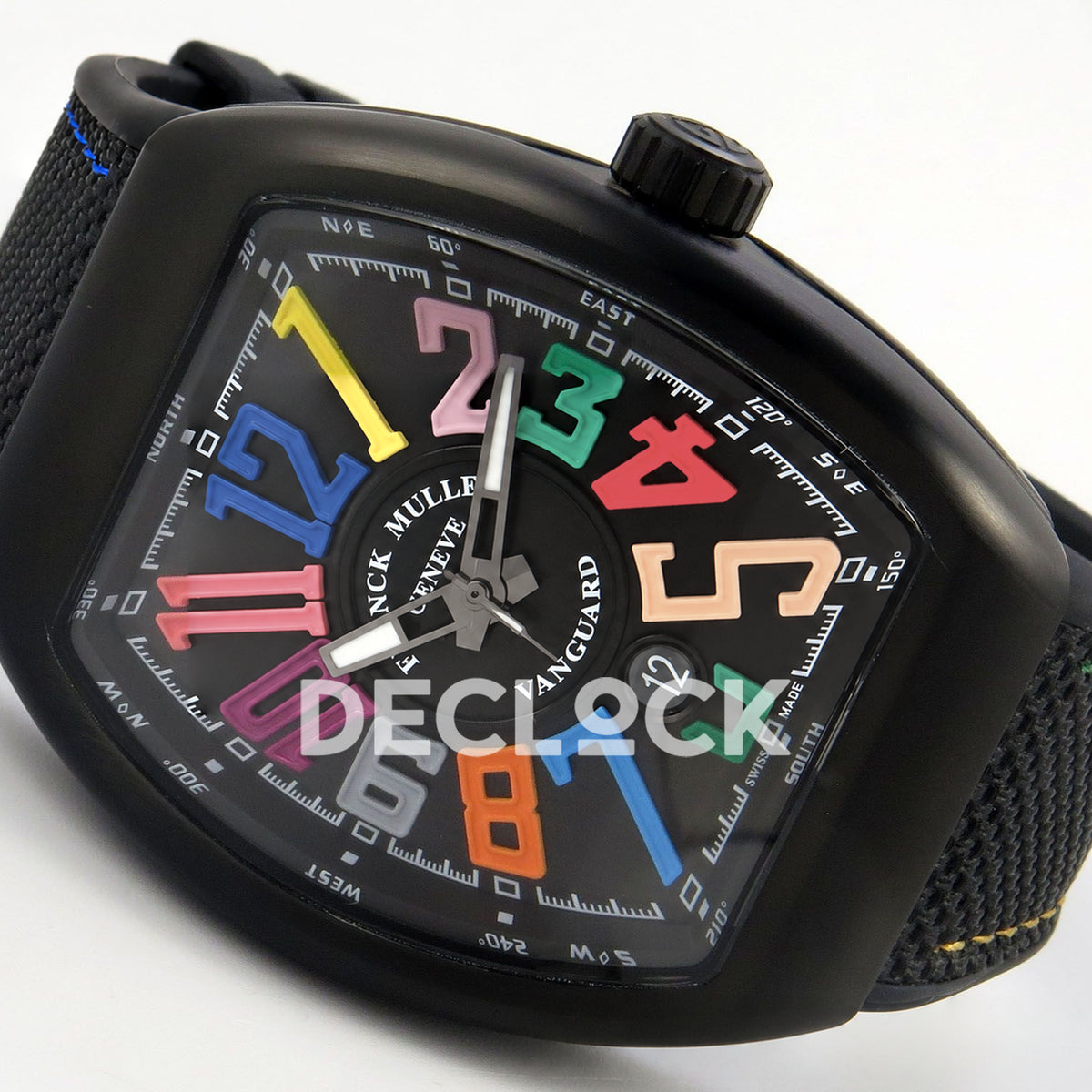 Franck Muller Vanguard Color Dreams DLC Black Nylon ABF A2824 replica - dial angle right