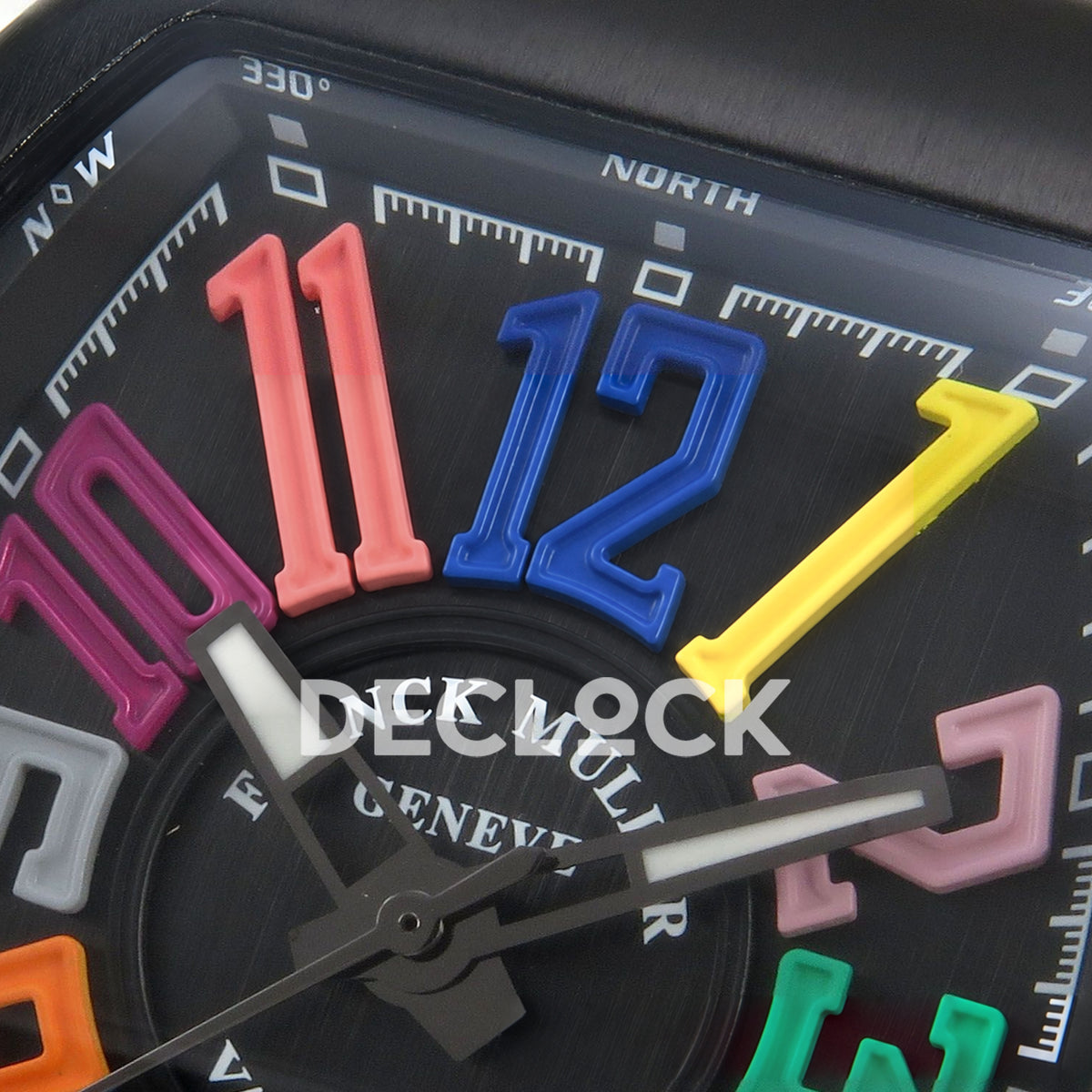 Franck Muller Vanguard Color Dreams DLC Black Nylon ABF A2824 replica - upper dial closeup