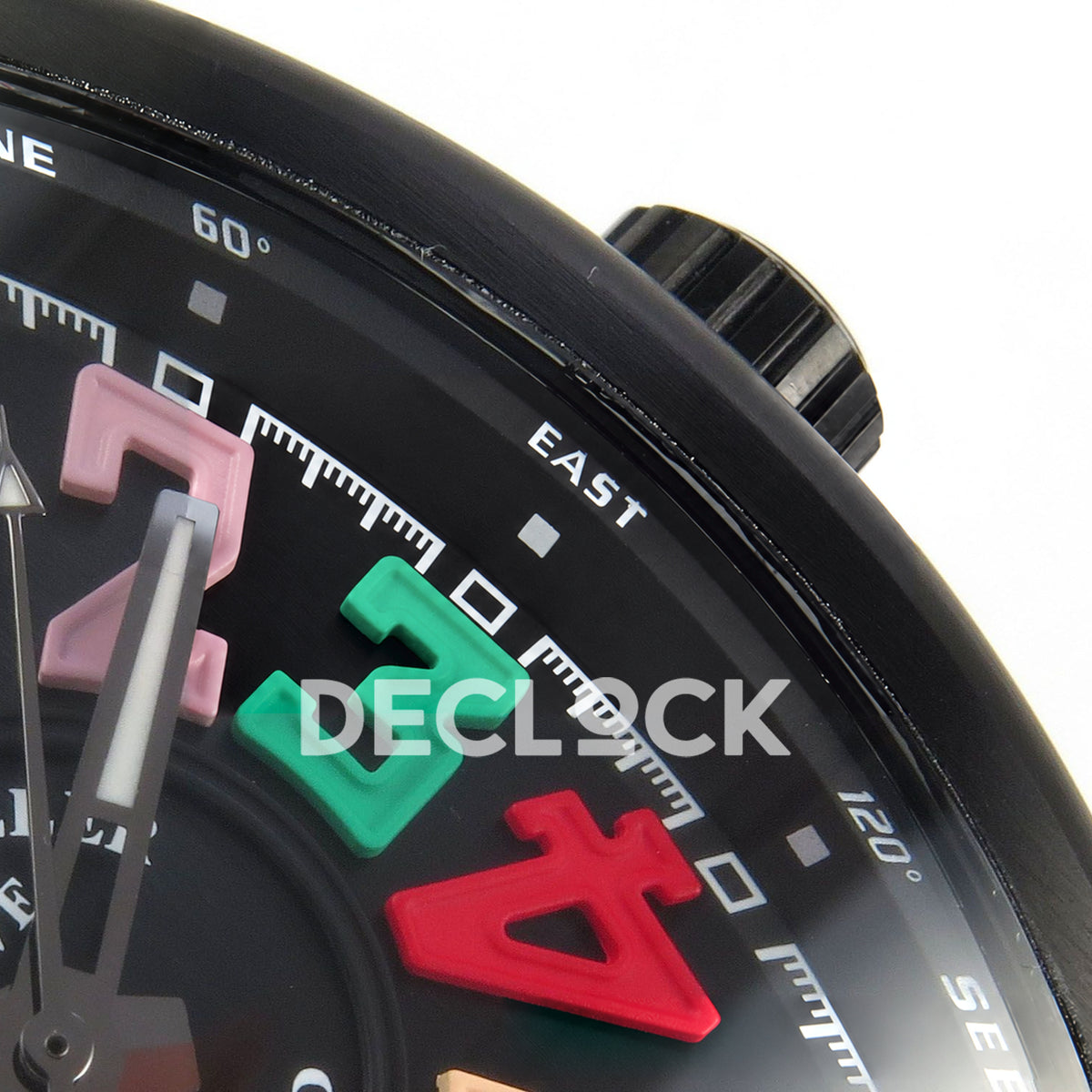 Franck Muller Vanguard Color Dreams DLC Black Nylon ABF A2824 replica - crown dial detail