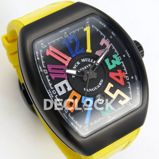 Franck Muller Vanguard Color Dreams DLC Yellow Nylon ABF A2824 replica - dial angle left
