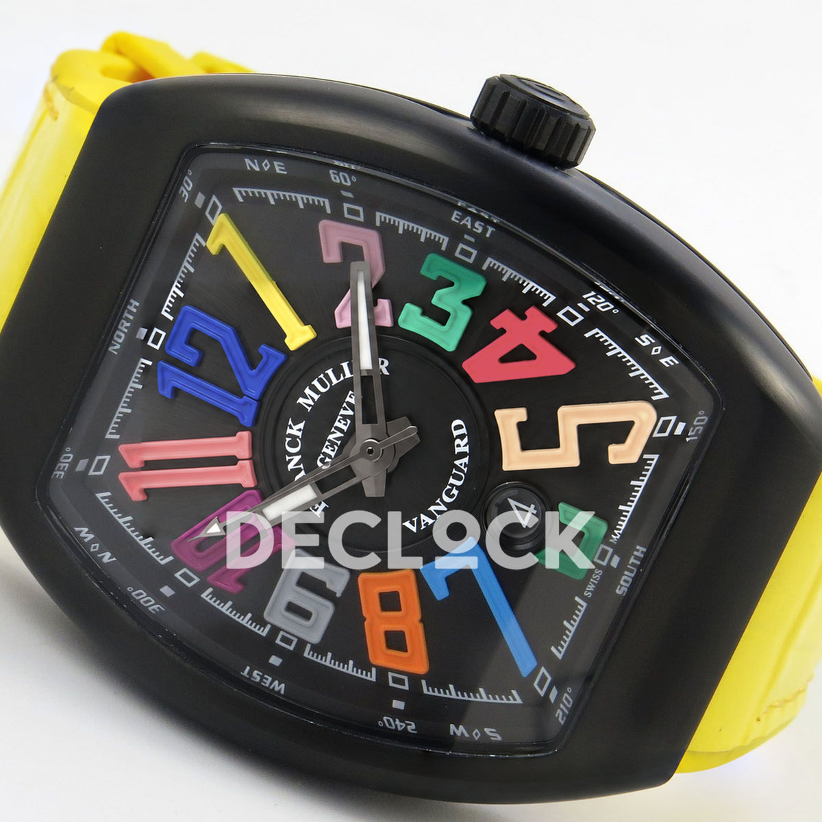 Franck Muller Vanguard Color Dreams DLC Yellow Nylon ABF A2824 replica - dial angle right