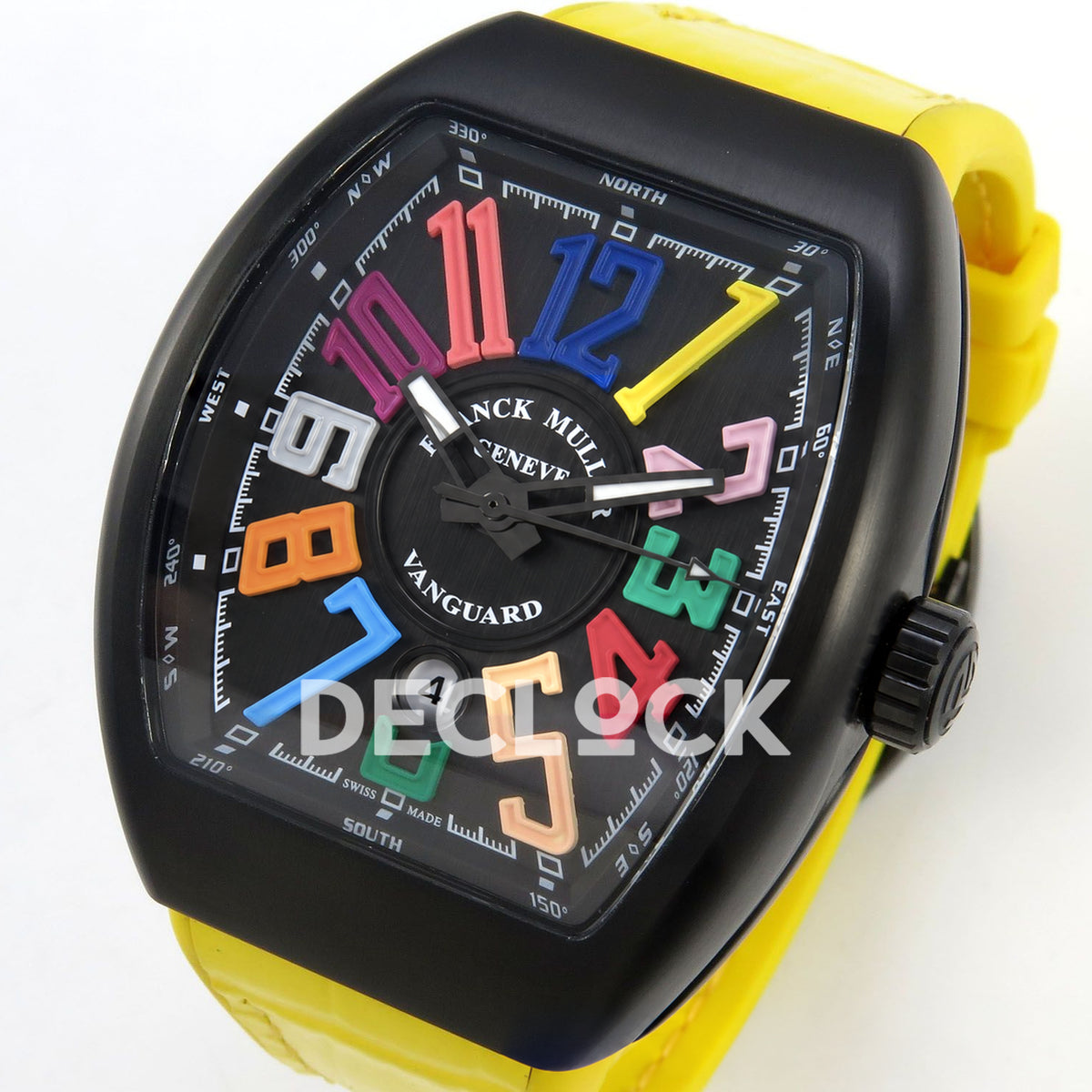 Franck Muller Vanguard Color Dreams DLC Yellow Nylon ABF A2824 replica - three quarter