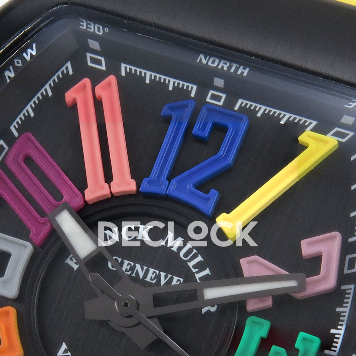 Franck Muller Vanguard Color Dreams DLC Yellow Nylon ABF A2824 replica - upper dial closeup