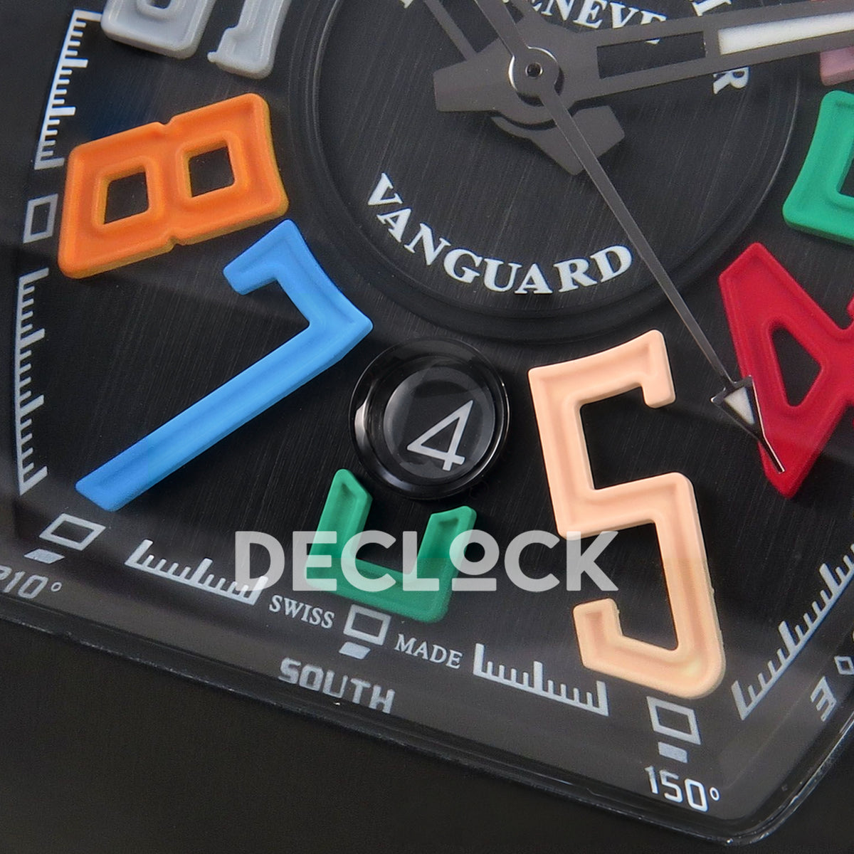Franck Muller Vanguard Color Dreams DLC Yellow Nylon ABF A2824 replica - date closeup