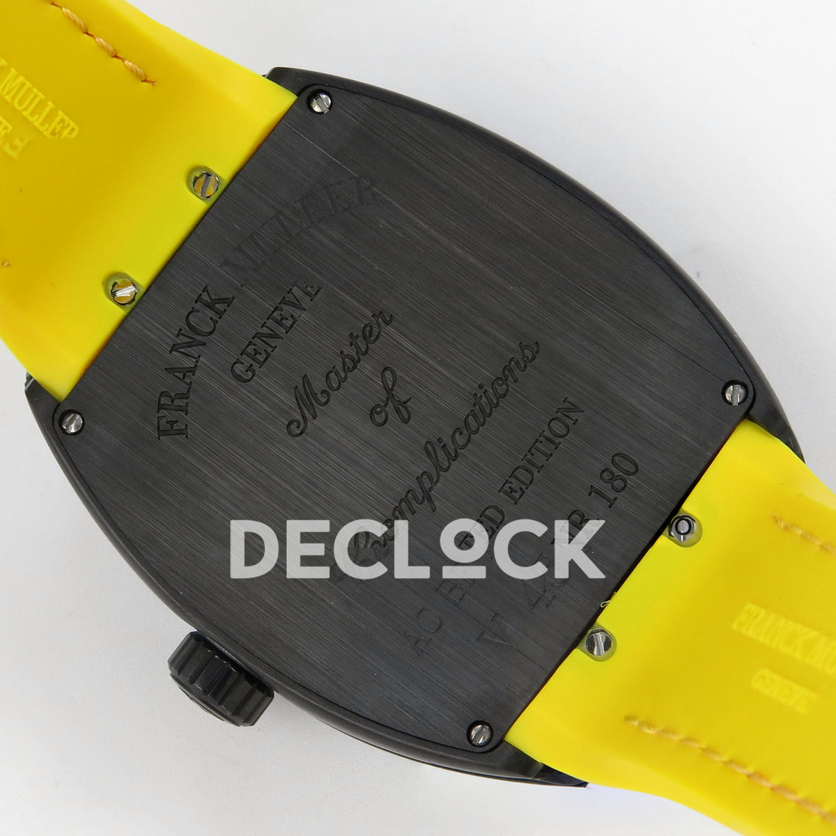 Franck Muller Vanguard Color Dreams DLC Yellow Nylon ABF A2824 replica - engraved caseback