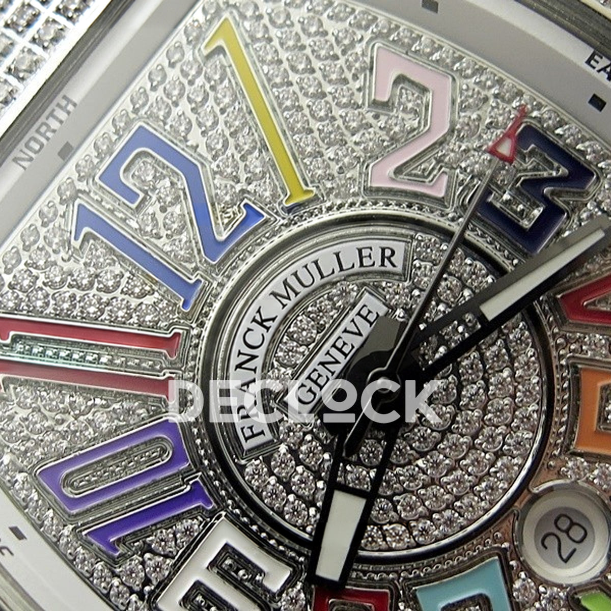 Franck Muller Vanguard Pavé Color Markers - Brand and dial detail