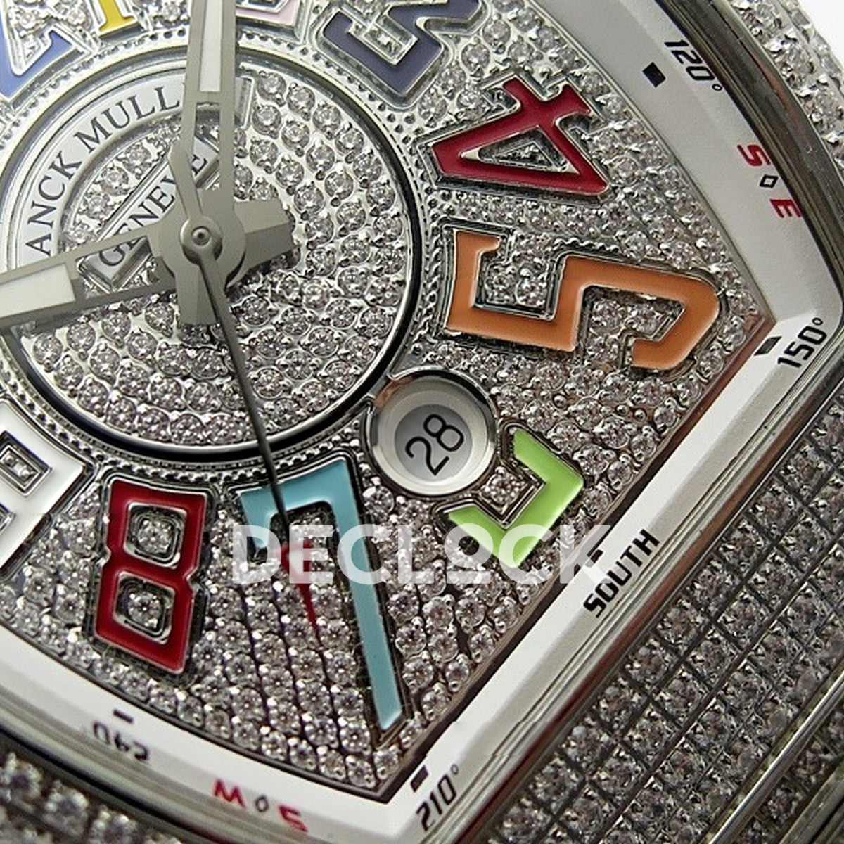 Franck Muller Vanguard Pavé Color Markers - Date and dial detail