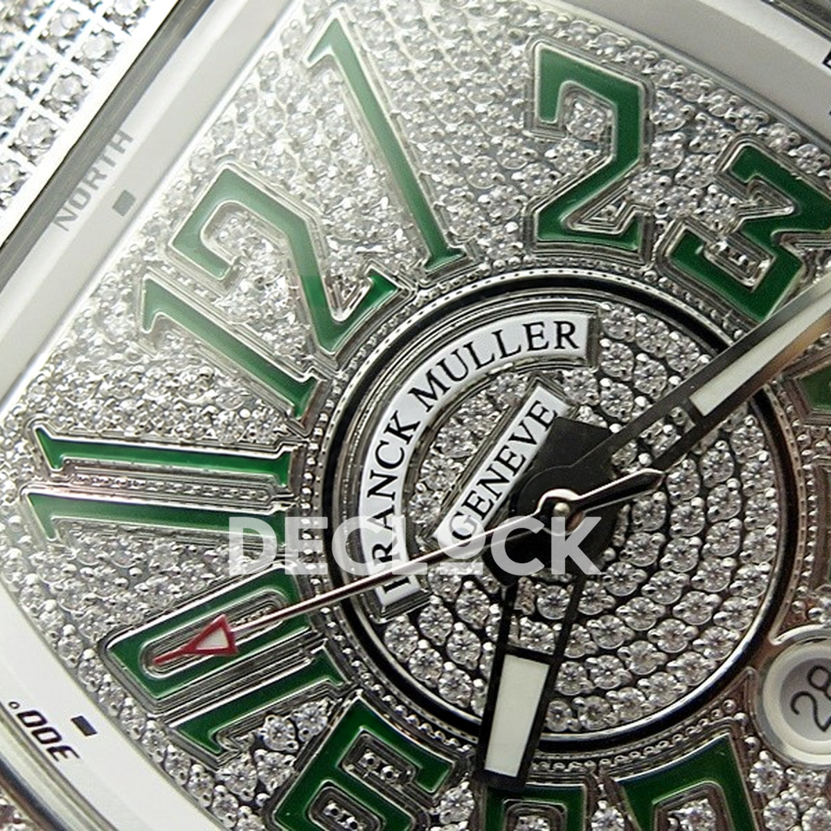 Franck Muller Vanguard Pavé Green - Brand and dial detail