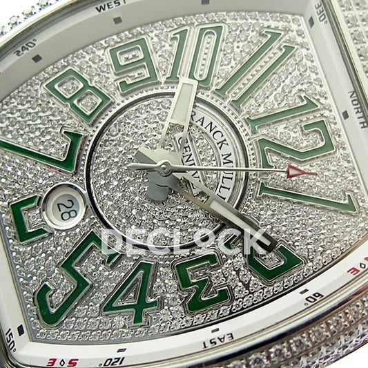 Franck Muller Vanguard Pavé Green - Dial close-up