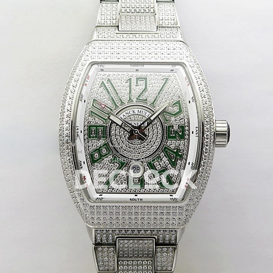 Franck Muller Vanguard Pavé Green - Front view