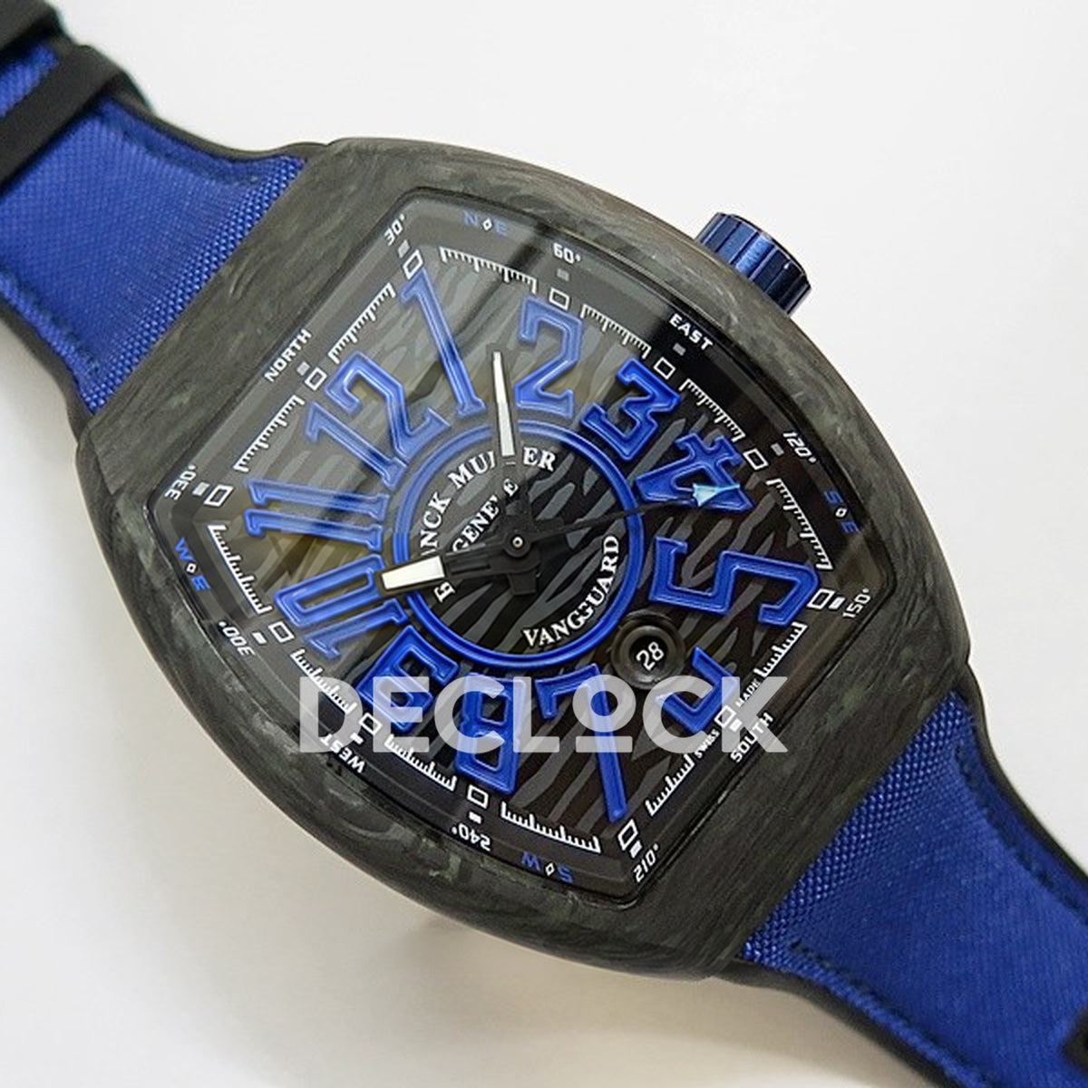 Franck Muller Vanguard Racing Carbon Blue Purple - Angled front view