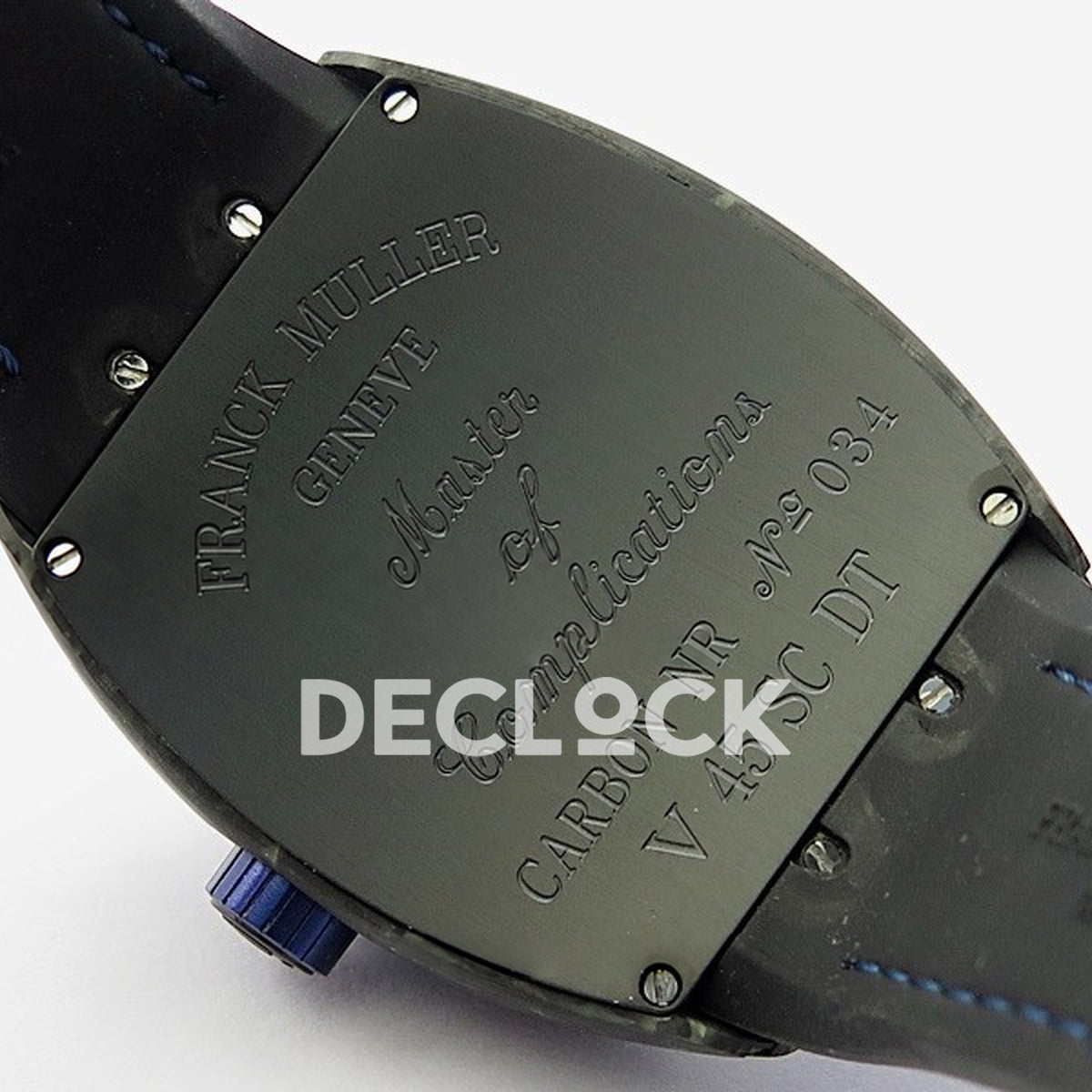 Franck Muller Vanguard Racing Carbon Blue Purple - Case back engraving
