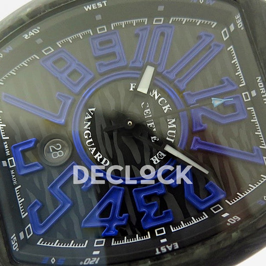 Franck Muller Vanguard Racing Carbon Blue Purple - Dial close-up