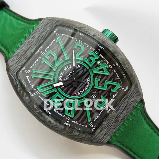 Franck Muller Vanguard Racing Carbon Green - Angled front view