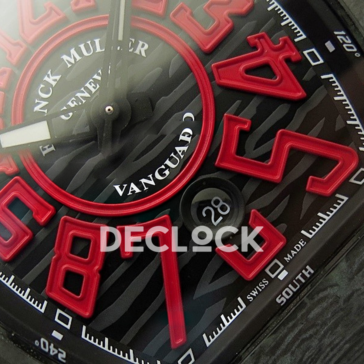 Franck Muller Vanguard Racing Carbon Red - Date and dial detail