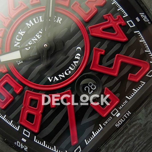 Franck Muller Vanguard Racing Carbon Red - Date and dial detail